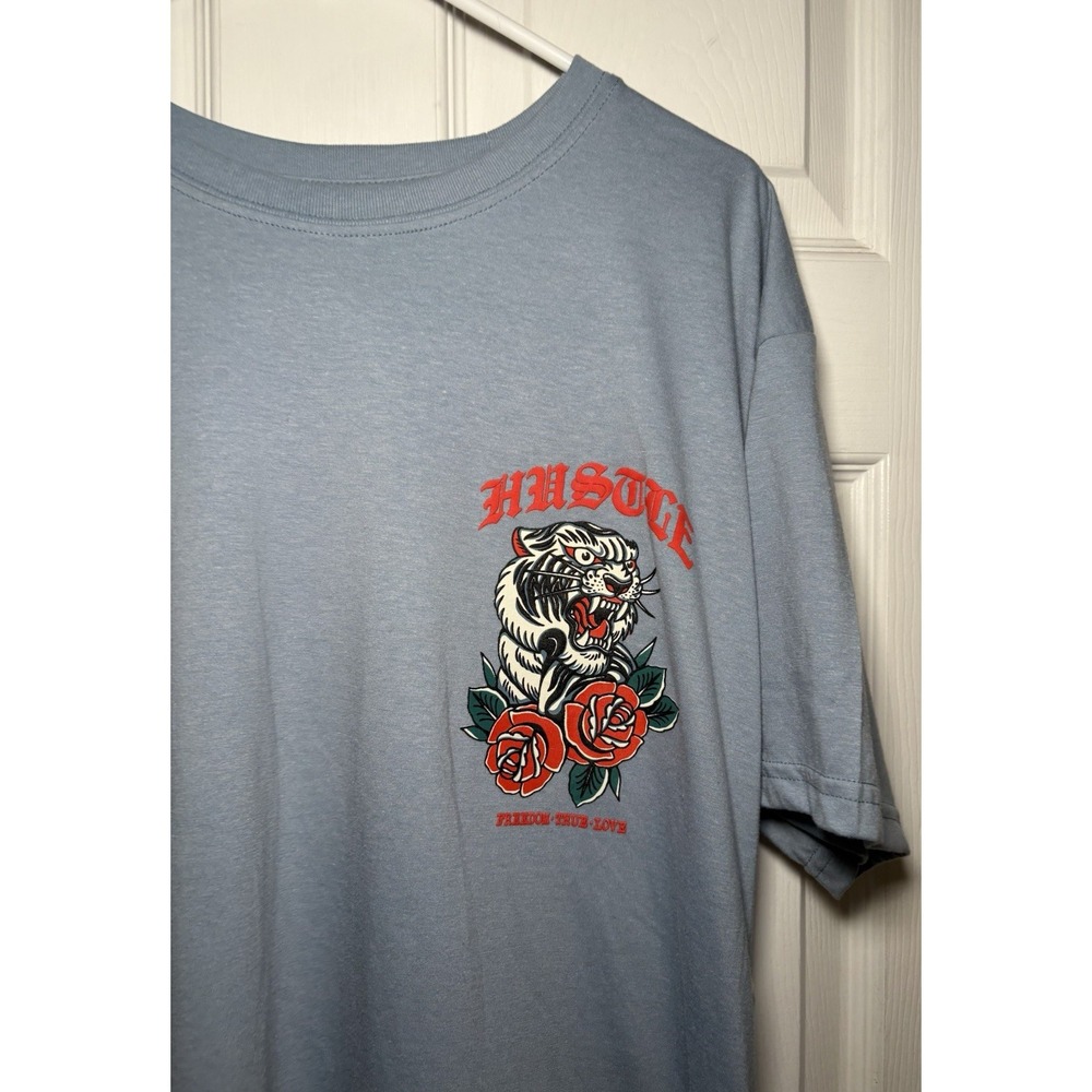 Men's Large RGSTR Gray "Hustle Freedom True Love T-Shirt W/ Back Graphic - Picture 2 of 3